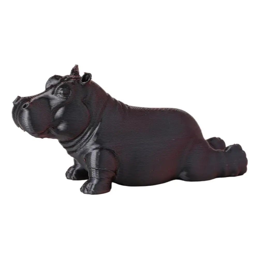 statuette hippopotame résine noire détaillée pose humoristique décoration cadeau articulée.textureGranulee