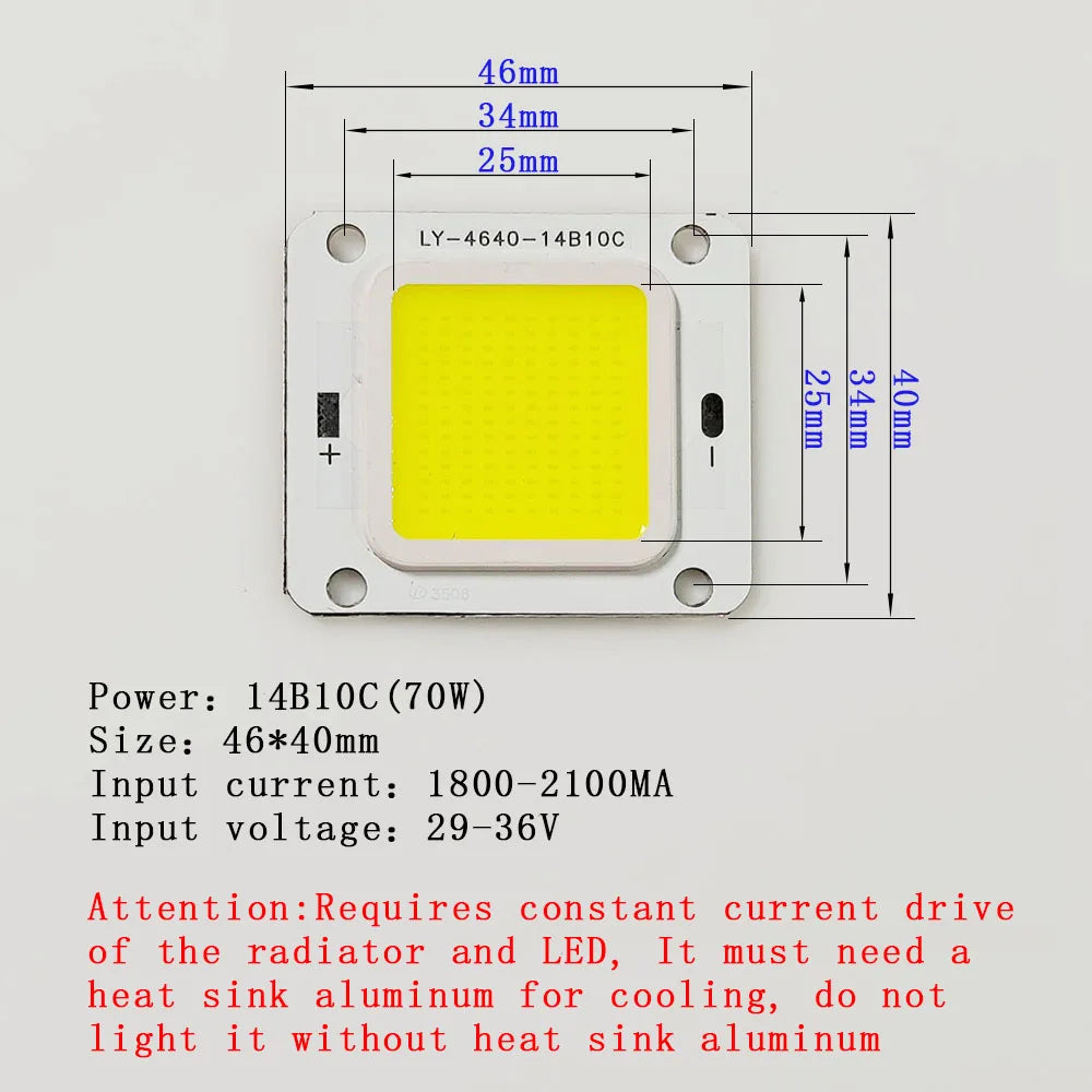 éclairage led module 46mm 40mm blanc jaune moderne fixe 50w 60w 70w