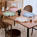 serviettes table modernes rustiques couleurs vert rose bleu clair volants douces soyeuses