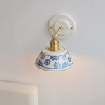 lampe murale fleurs bleues blanc doré LED classique vis fixation 4W max 60W