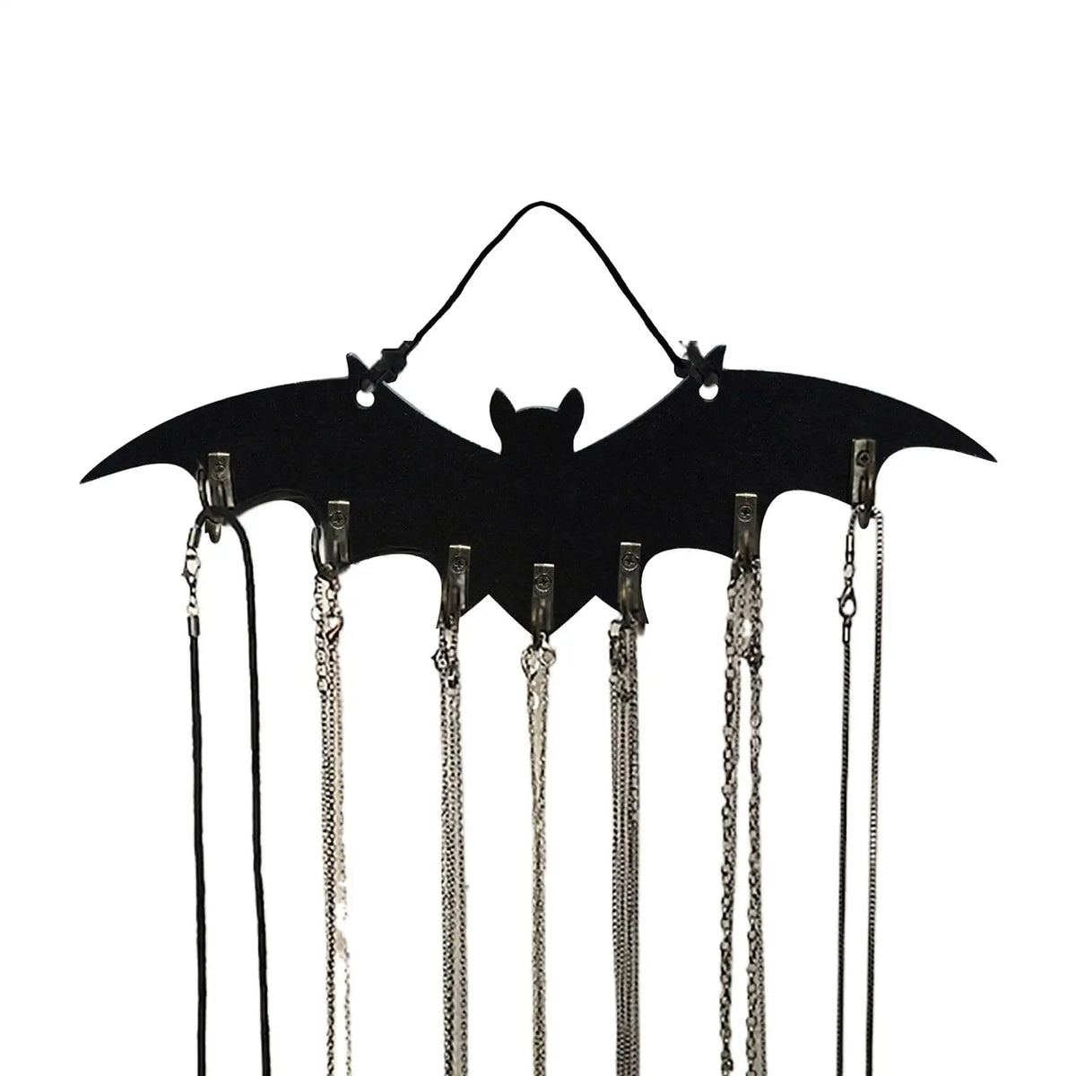 porte bijoux chauve souris gothique noir crochets chaînes mur moderne Halloween