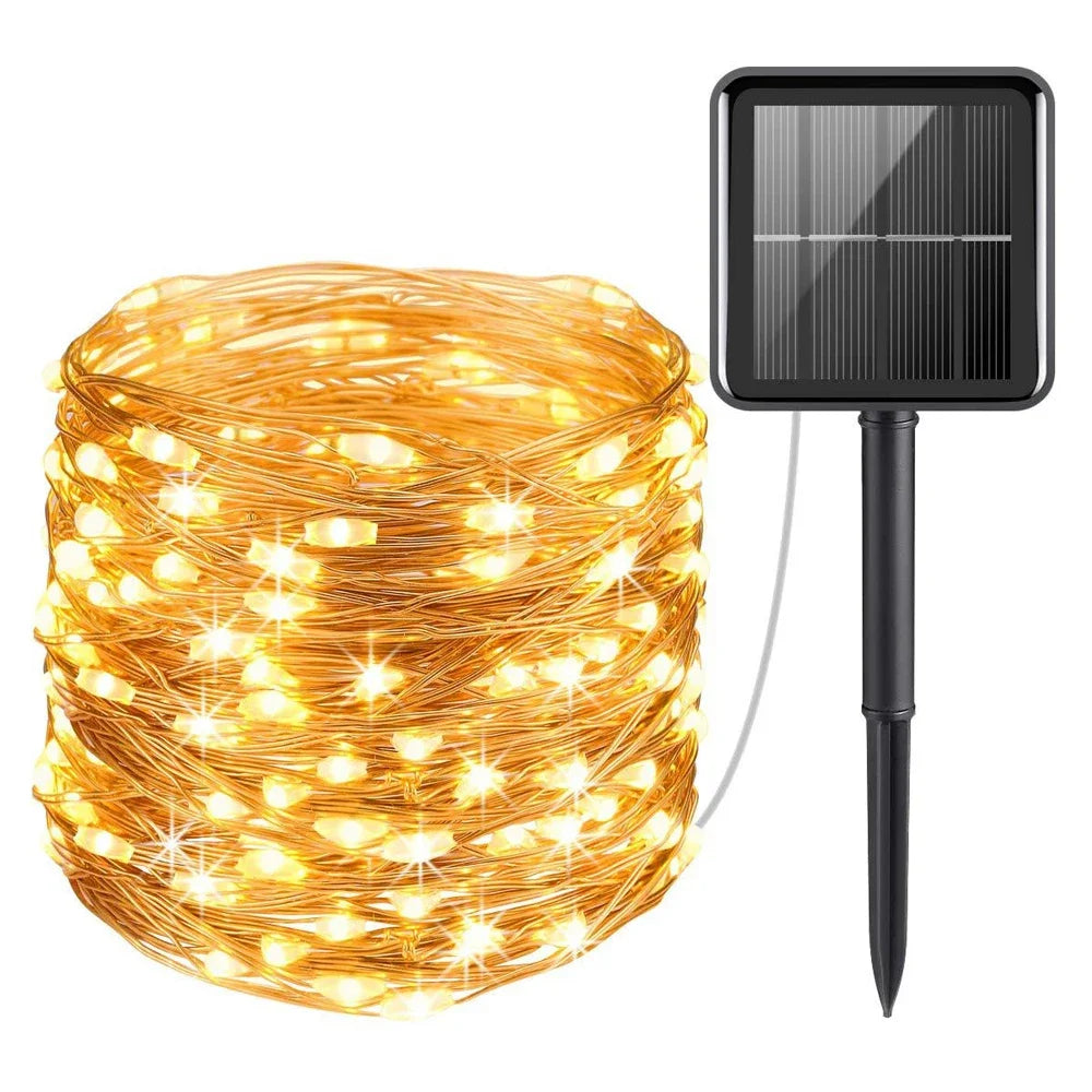ruban lumineux solaire blanc chaud filament led moderne imperméable ip65 assemblage diy 12m 23m