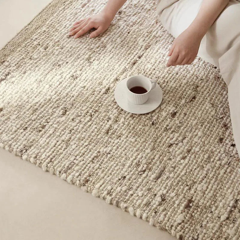 tapis laine japonais coréen vintage moderne rectangle salon prière beige clair foncé