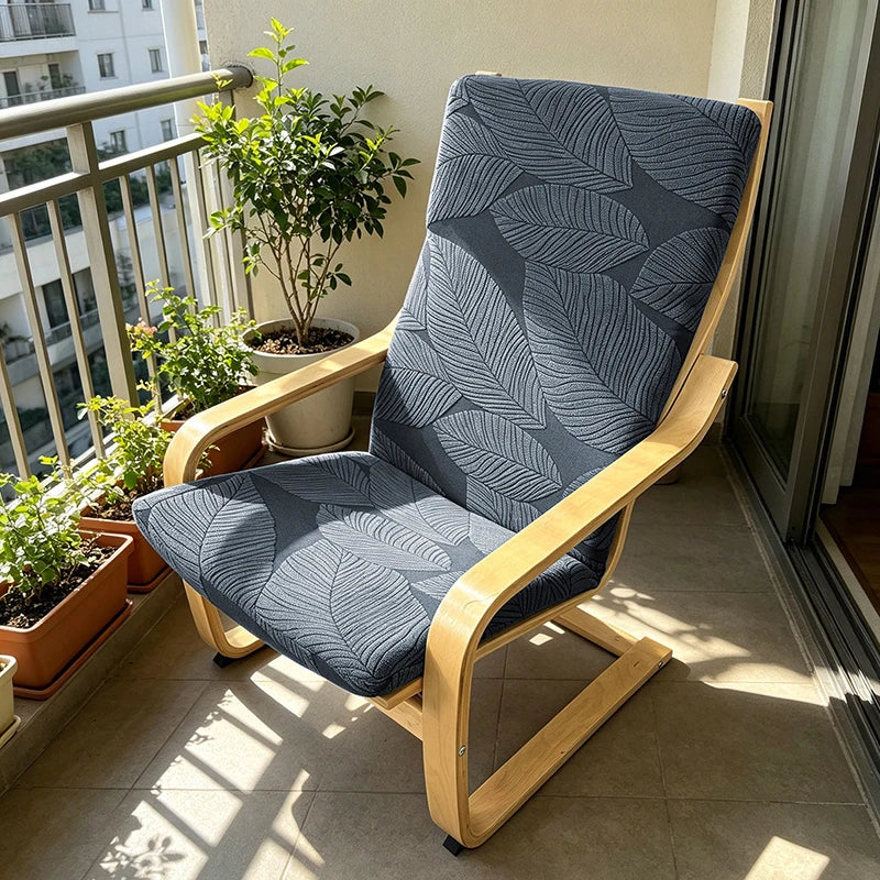 coussin chaise moderne poche bleu marine motif feuilles vert olive rayures