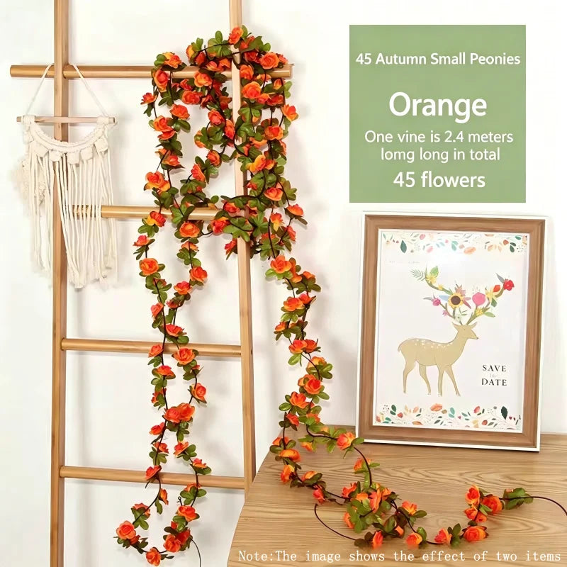 guirlande artificielle roses blanches vertes mariage décoration intérieure diy fleurs feuilles adhésif floral