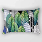 coussin rectangulaire décoratif motif feuilles tropicales fleurs papillons moderne chambre salon maison 30x50cm