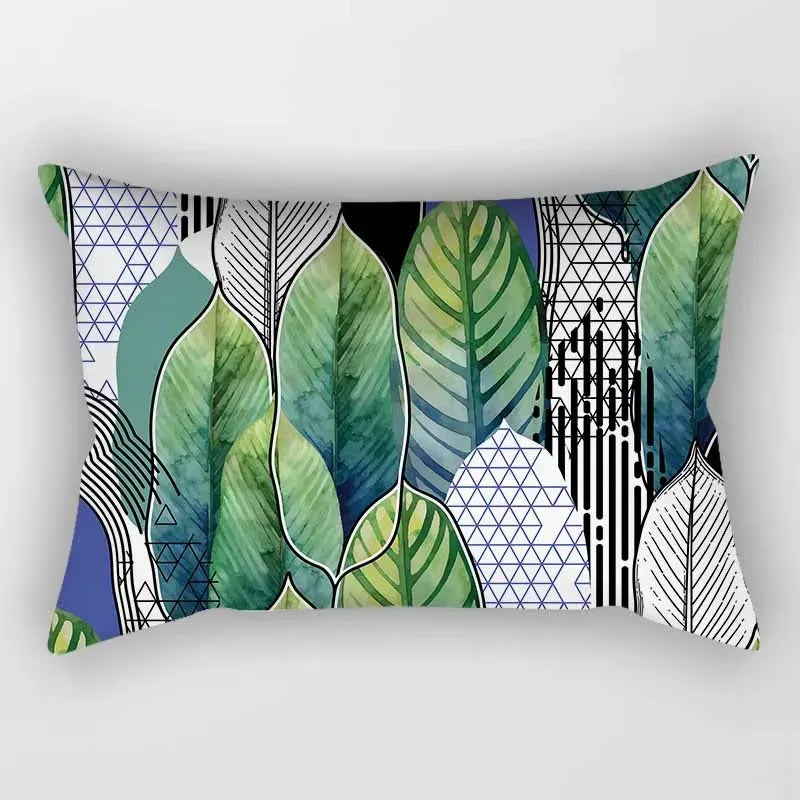 coussin rectangulaire décoratif motif feuilles tropicales fleurs papillons moderne chambre salon maison 30x50cm
