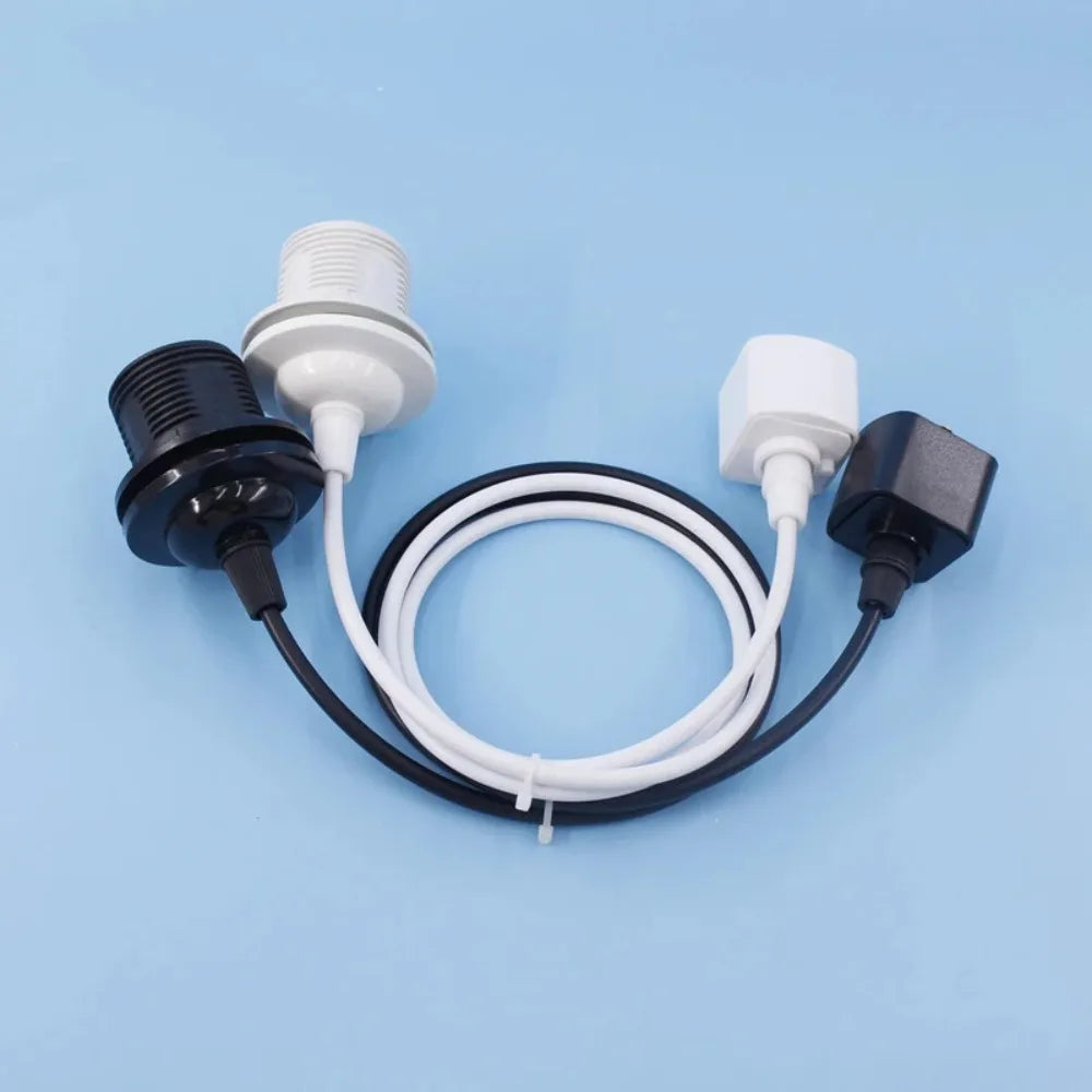 prise électrique moderne adhésive blanc noir ampoules led e27 ronde lisse opaque