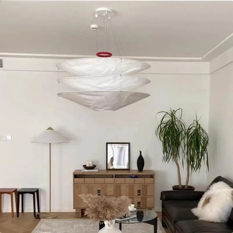 suspension lumineuse moderne blanc texture ondulée salle restaurant chambre principal hall led papier