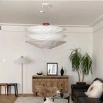 suspension lumineuse moderne blanc texture ondulée salle restaurant chambre principal hall led papier