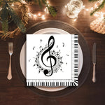 serviettes papier pliables motif musical notes clavier or festives pack 20pcs