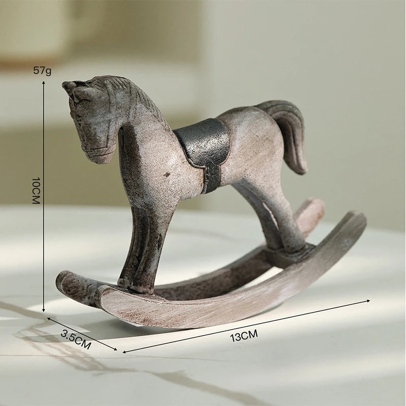 chevaux bascule bois rouge vintage ornements décoratifs intérieur rustique statuettes portables déco table