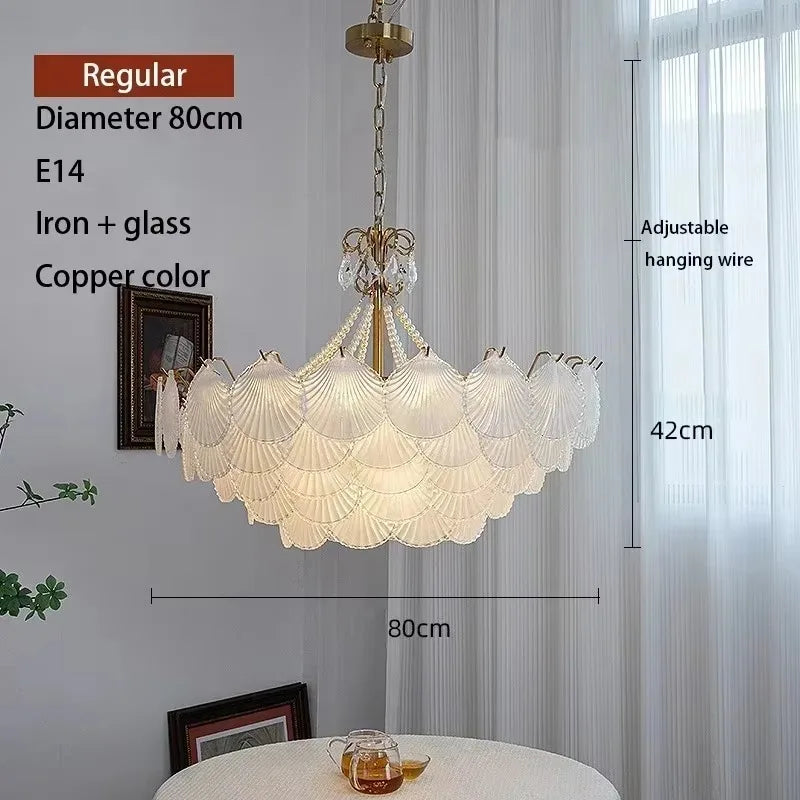 lampe suspendue blanc doré éventails classique vintage chaîne certifications sécuritéfluxlumineuxfaible