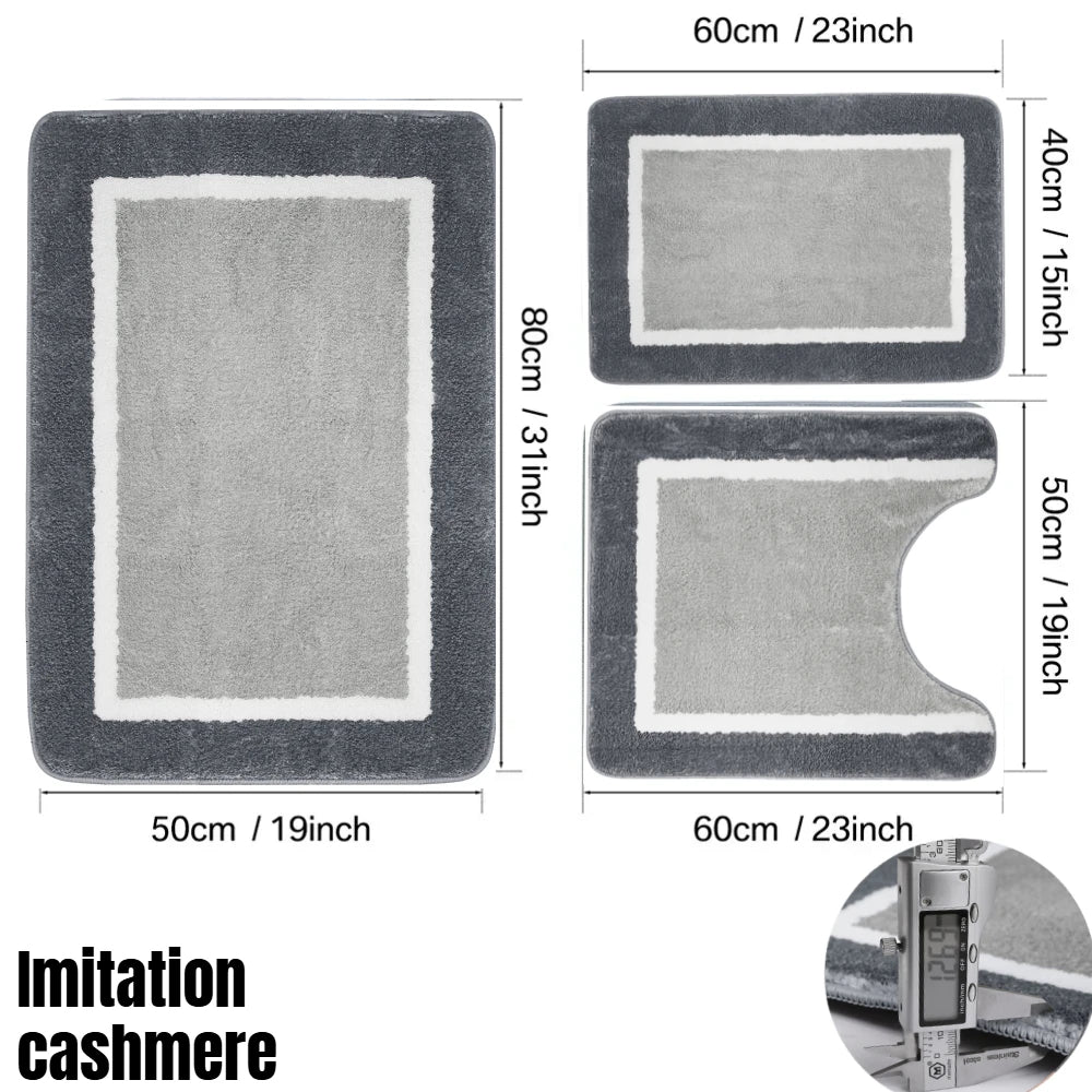 ensemble tapis bain chenille doux absorbant secage rapide motif rayures salle bain