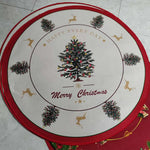 tapis sol rond noël arbre rouge cerf blanc décoratif festif maison salon intérieur