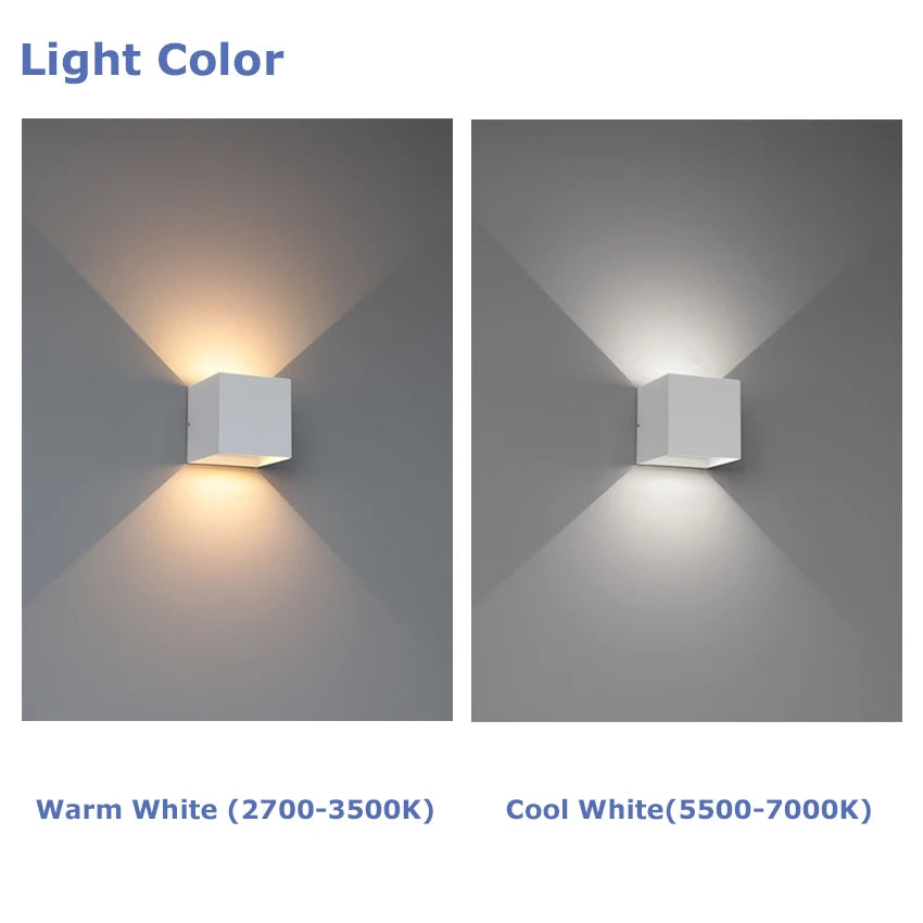 lampe murale led moderne 12w 24w blanc noir aluminium contemporain fixée vis adjustable
