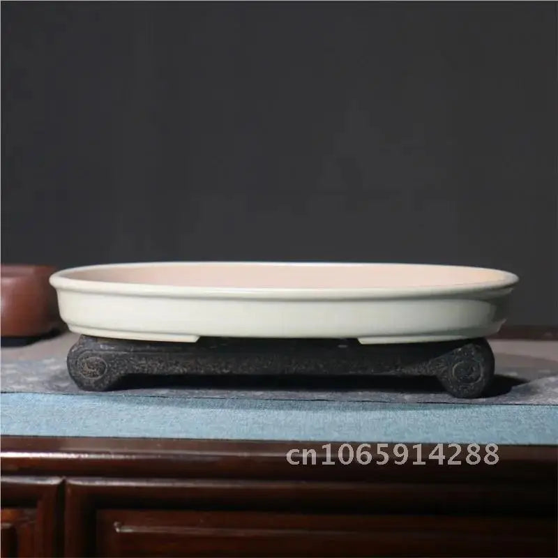 bassin bonsaï porcelaine blanc vert classique glazed desktop flower plant chinese ceramic
