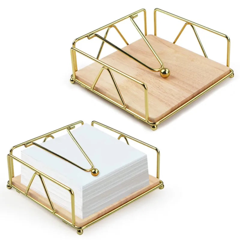 porte serviettes or moderne élégant métal base bois naturelle efficace distributeur serviettes blanches usage