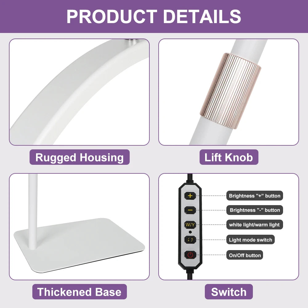 lampe massage blanc moderne réglable télécommande support rotatif porte telephone
