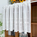 rideau valance blanc motif floral transparent vintage rustique chambre anneaux tringle inclusion éléments