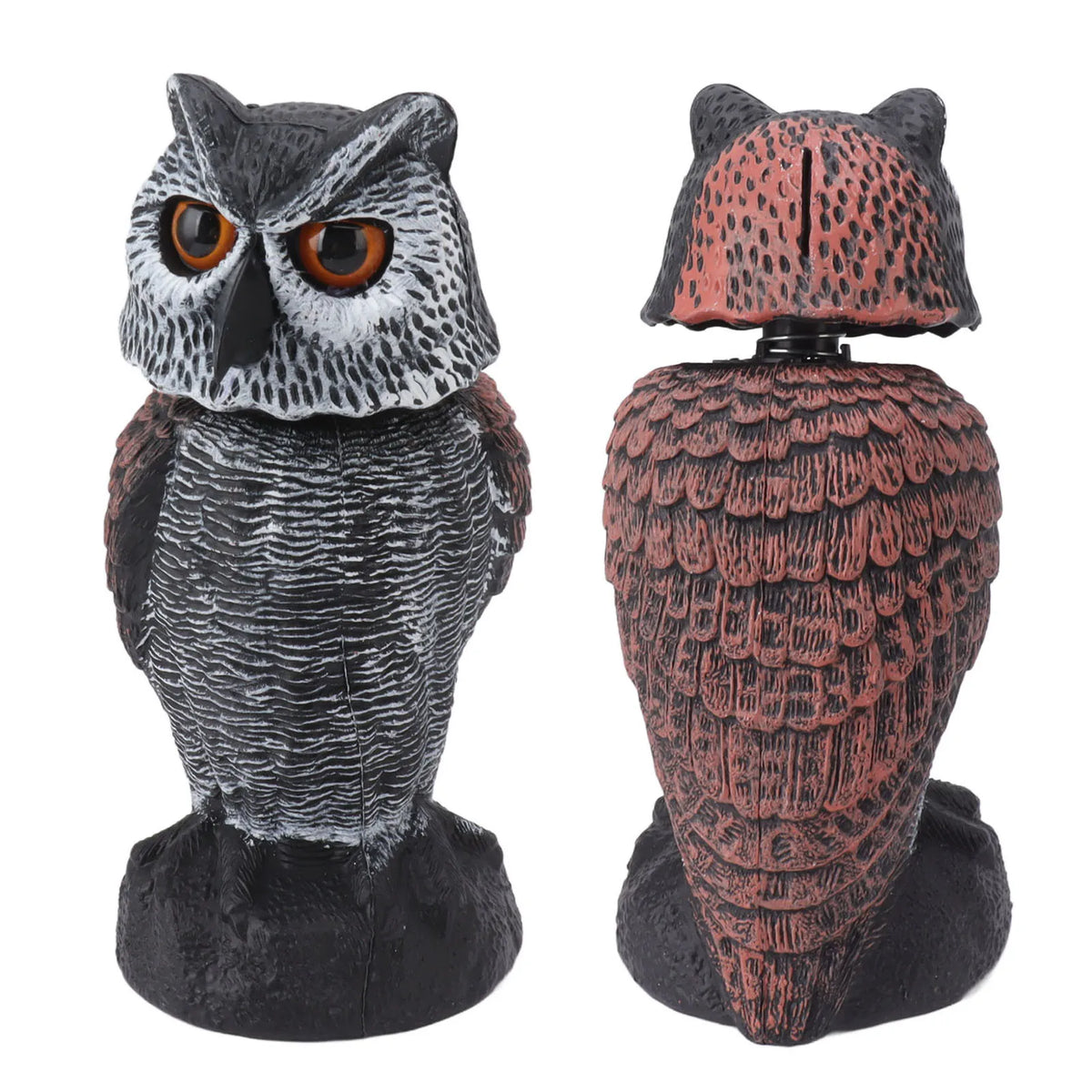 décoration extérieure hibou noir plumes réalistes ornement animalier jardin figuration