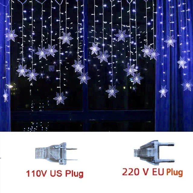 guirlande lumineuse flocons neige blanc multicolore clignotante noël moderne étanche festive mariage