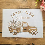 pochoirs autocollants graphiques camion fleurs sunflowers farm fresh blanc noir