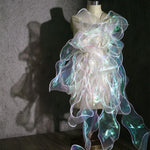 ruban organza polyester nylon 10m transparent vert rose rayures brillant semi transparent moderne élégant