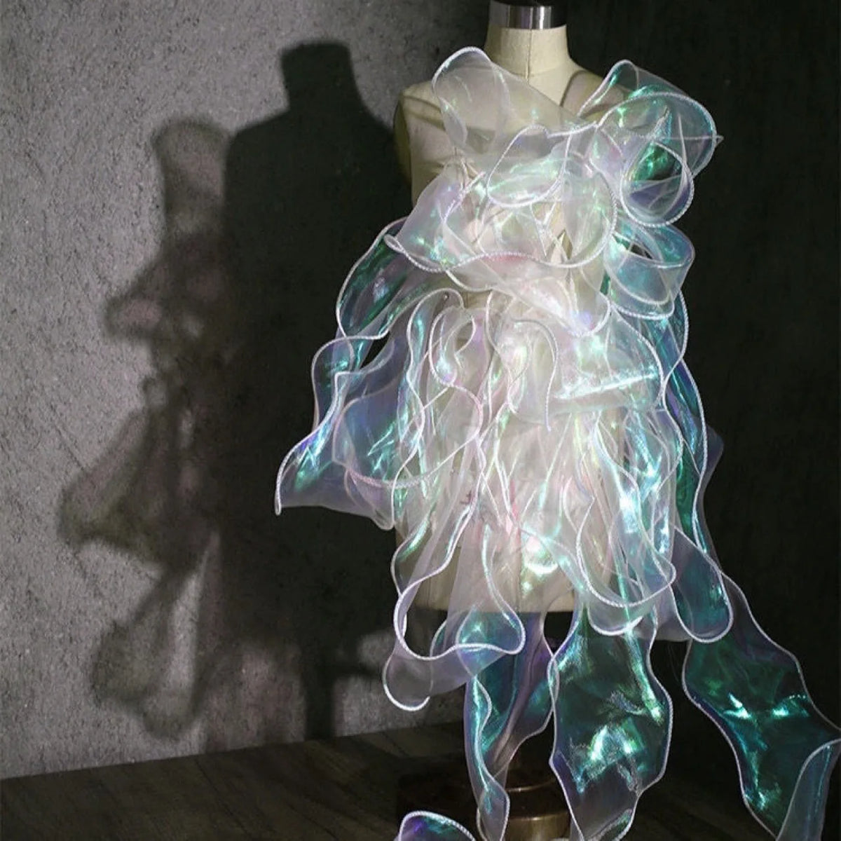 ruban organza polyester nylon 10m transparent vert rose rayures brillant semi transparent moderne élégant