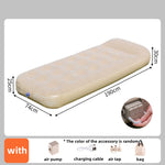 matelas gonflable beige texture mousse moderne pompe intégrée double taille grande capacité camping voyage