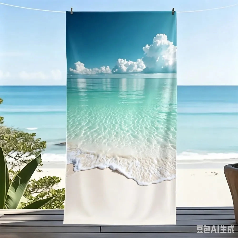 toile d'art paysage marin plage bleu nuages impression numérique 50x100cm clips