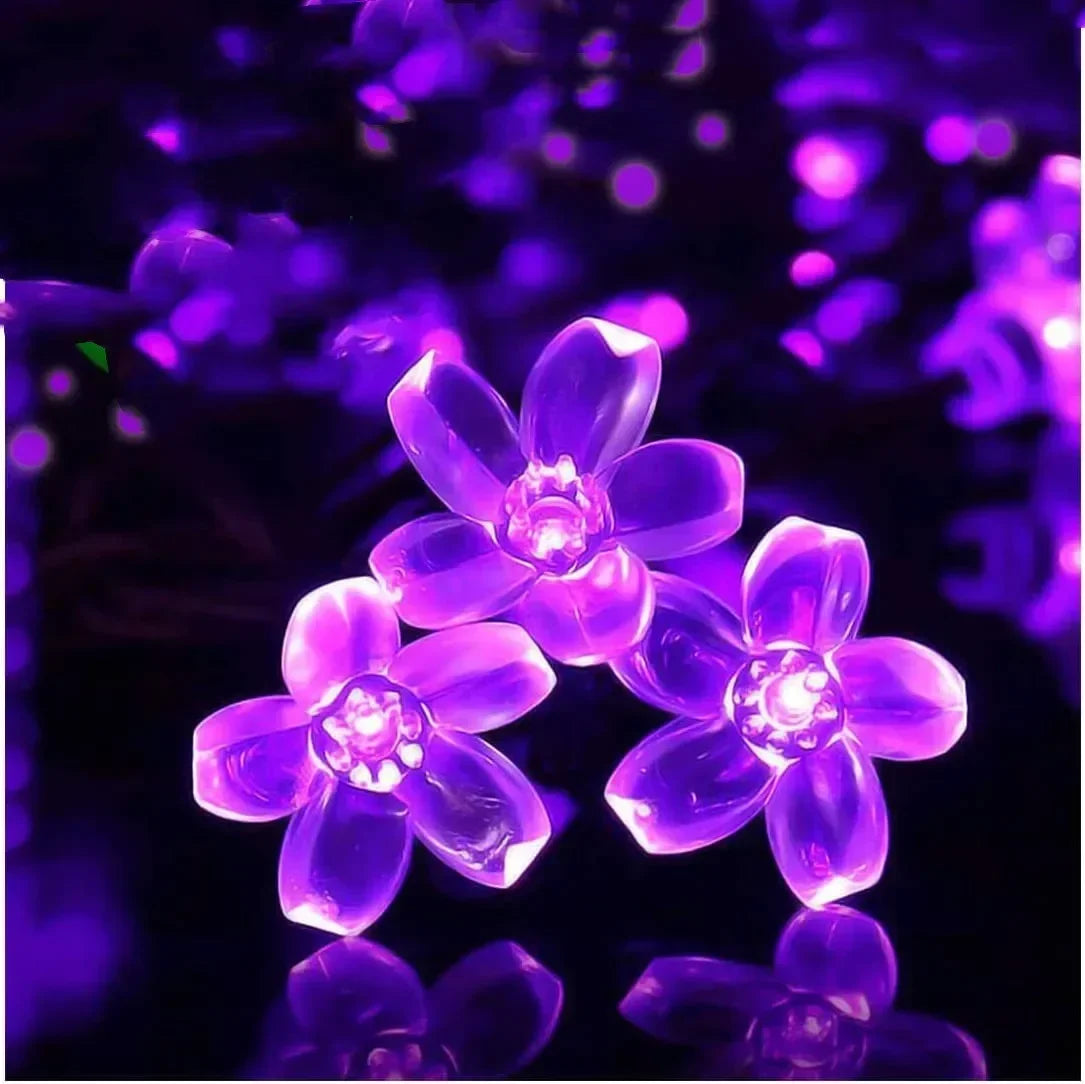 guirlande lumineuse multicolore fleurs modernes extérieur halloween noël 20mètres led solaires