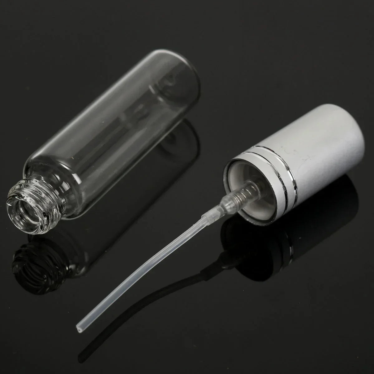 spray verre transparent argenté moderne minimaliste 10ml bouteille rechargeable cosmétique parfum liquide tonique