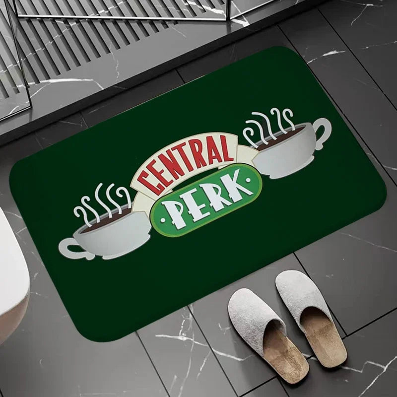 tapis central perk friends blanc vert noir moderne logo bienvenue salon chambre bain