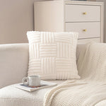 coussins moelleux rayures horizontales gris blanc moderne confortable zip vert clair polyester