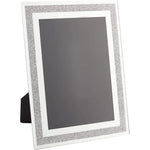 Cadre photo en verre scintillant à paillettes argentées gris clair