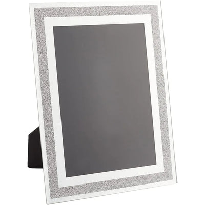 Cadre photo en verre scintillant à paillettes argentées gris clair