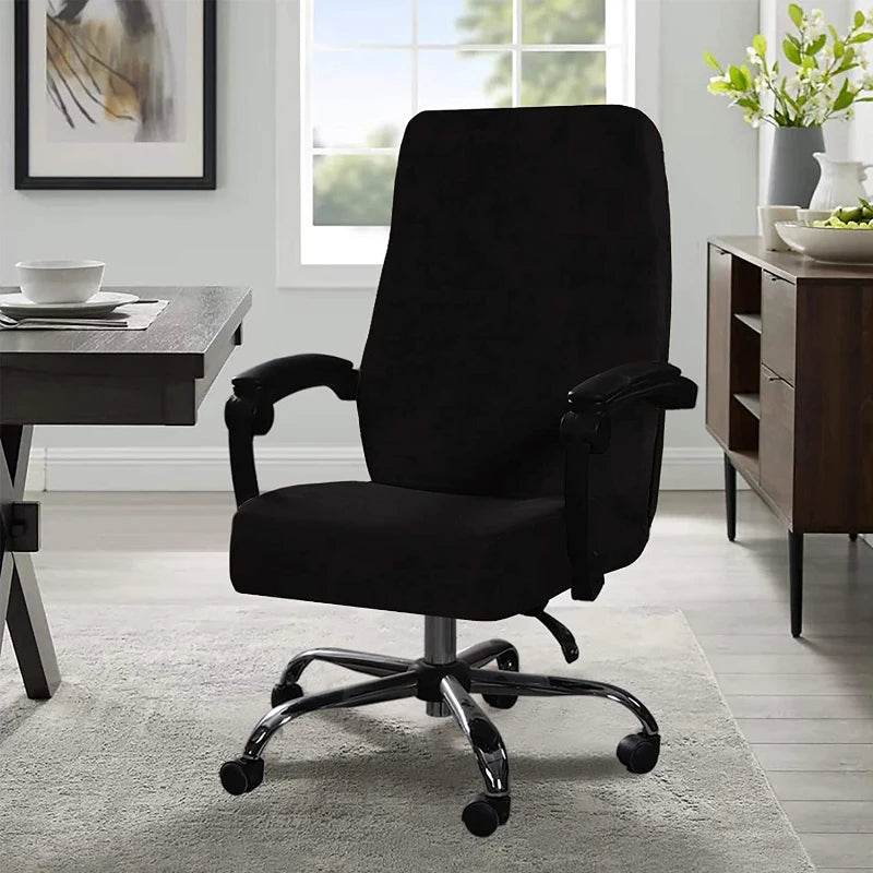 housse chaise velours élasthanne noir moderne élastique zip ajusté 45 60cm
