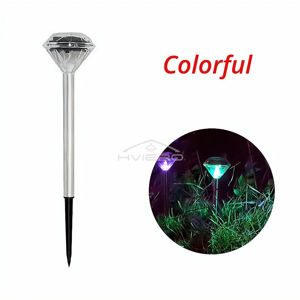lampe jardin solaire diamant moderne blanc ip65 led étanche ambiance nocturne décorationextérieur