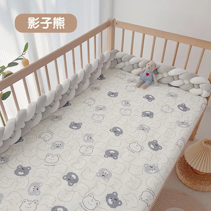 drap bébé couverture panda points sapins élastique simple beige uni coton respirant lit enfant