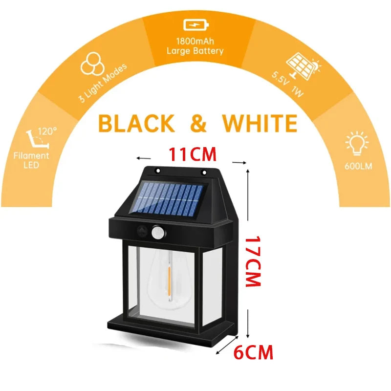 lampe murale solaire noire moderne panneau solaire led infrarouge étancheextérieur