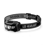 lampe frontale led noire texturée pratique robuste ceinture ajustable batterie aaa cordons sécurité camping