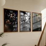 affiches modernes graphiques noir blanc gris papier cadre bois salon décoration maison
