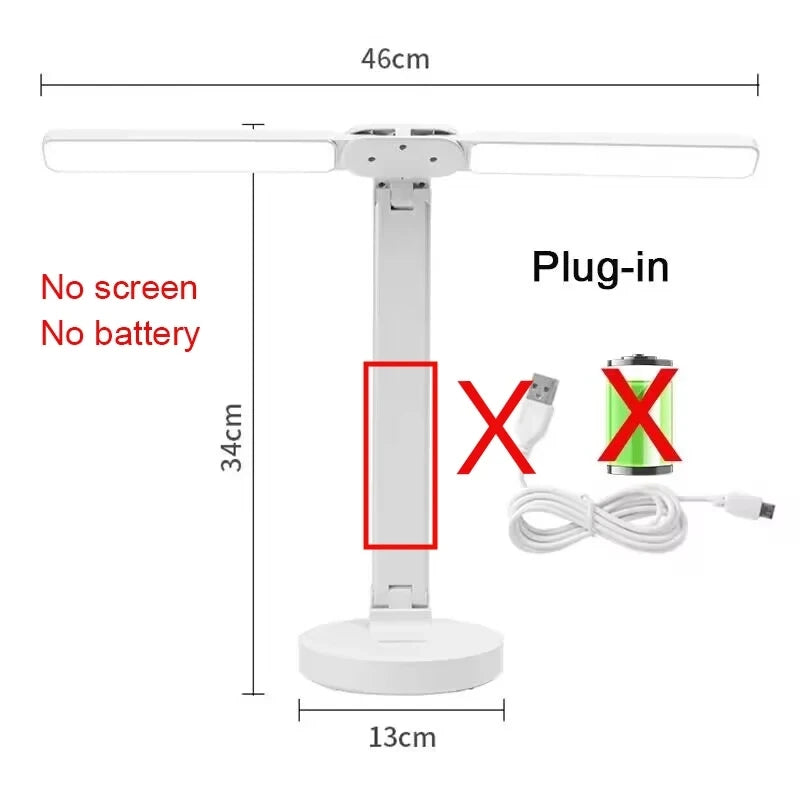 lampe moderne blanc multifonctionnelle affichage numérique ventilateur intégré deux porte stylos interrupteur tactile