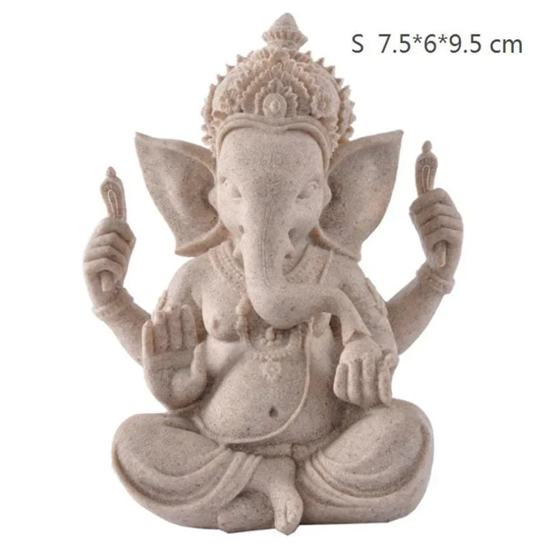 statue ganesh pierre beige texture granulée indien cendrier fixations traditionnel