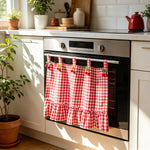 rideaux tablier cuisine rouge blanc carreaux vichy vintage rustique autoadhésifs farmhouse