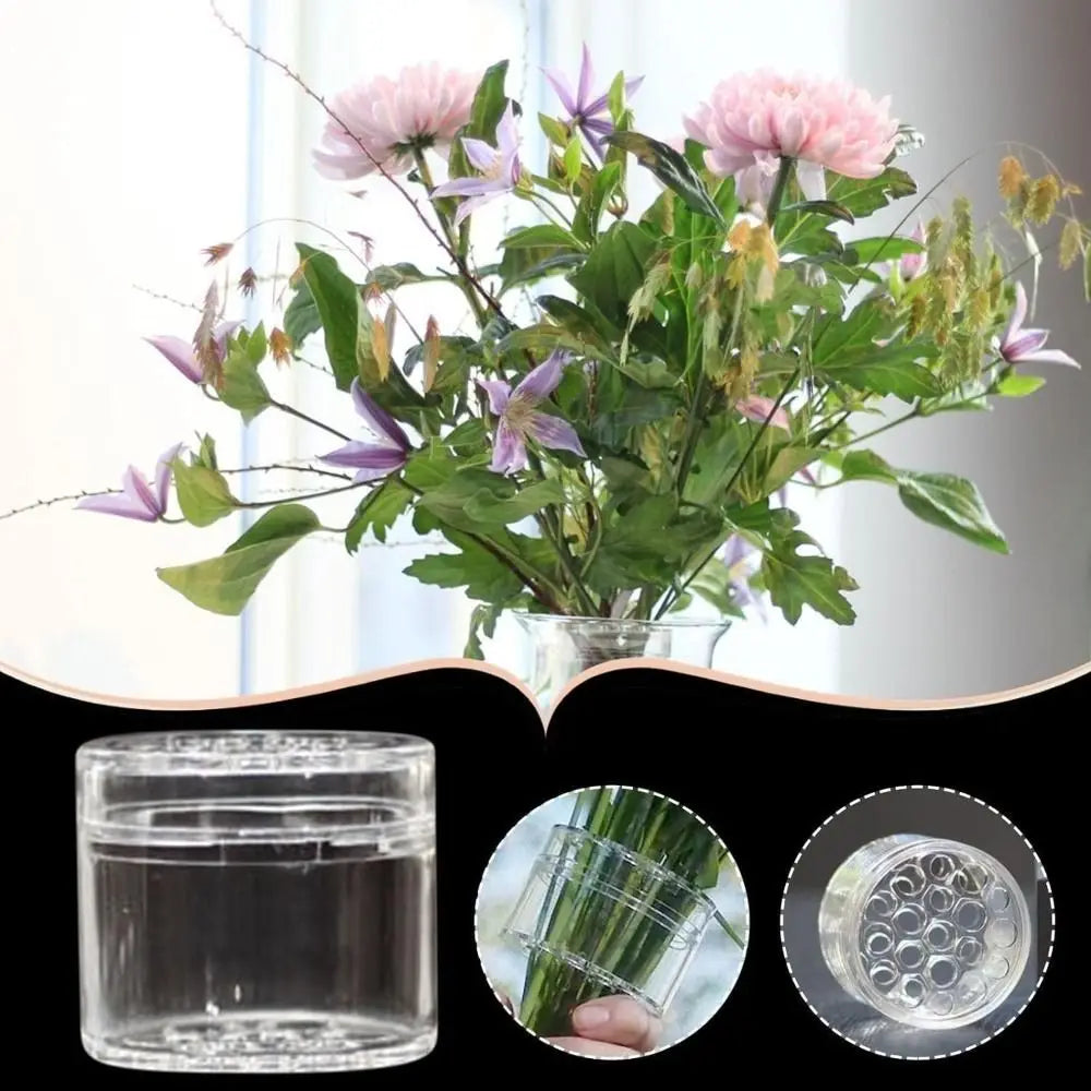support fleurs moderne élégant beige clair trous circulaires boîte emballage fleurs artificielles transparent ornement