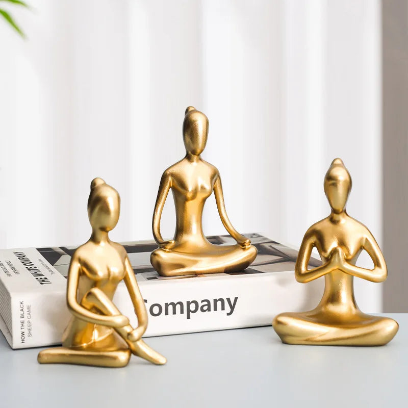 statues yoga pose or moderne minimaliste collection noël décoration intérieure gift brillant