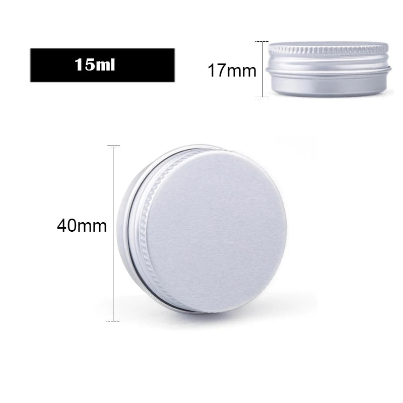 boîtes métalliques rondes argentées couvercle vis 5ml 10ml 15ml 20ml 30ml 40ml 50ml 60ml