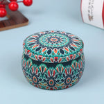 boîte ronde rangement cosmétique décorative motif floral boho chic pot stockage bijoux maquillage